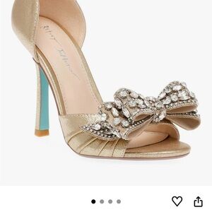 Betsey Johnson Gold Crystal Bow Heels